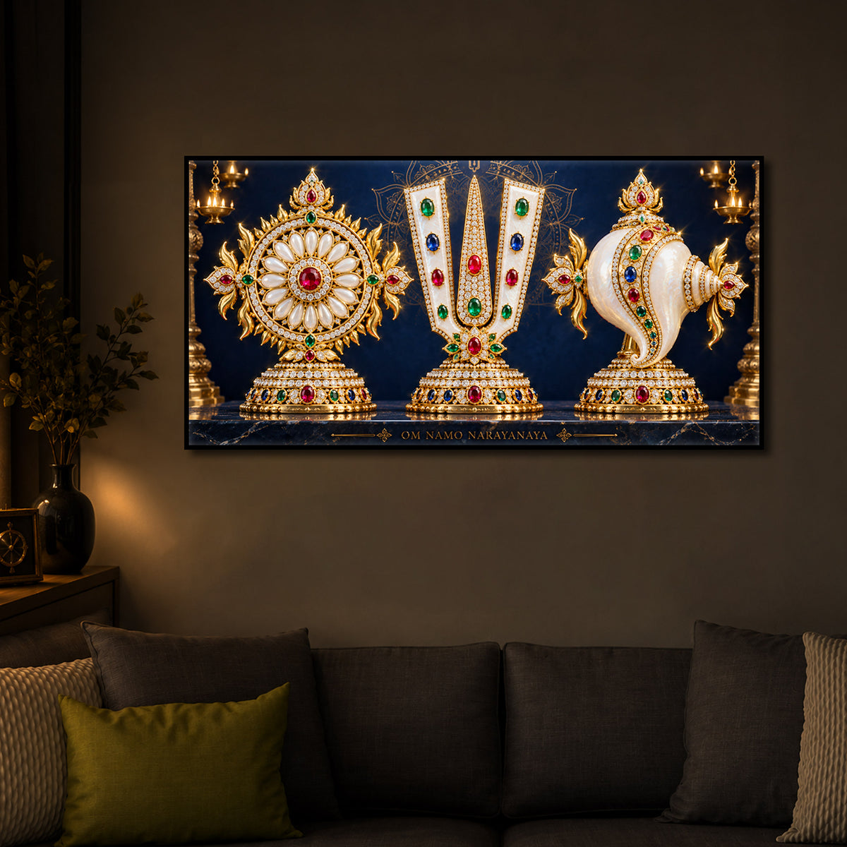 Divine Balaji Symbols Modern Luxury Backlight Horizontal Wall Art