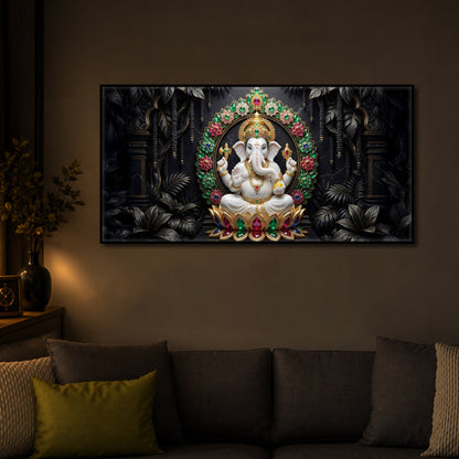 Depicts Lord Ganesha Modern Luxury Backlight Horizontal Wall Art