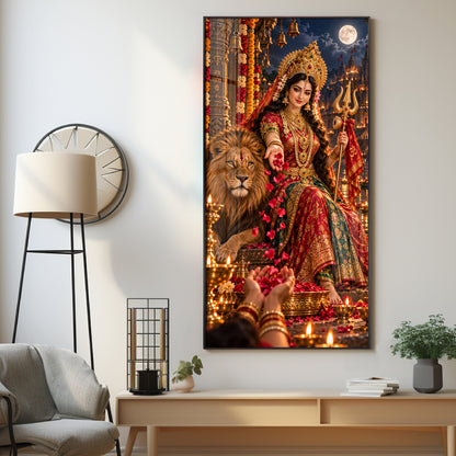 Maa Siddhidatri Premium Acrylic Vertical Wall Art