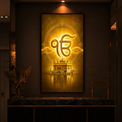 Ik Onkar Modern Luxury Backlight Vertical Wall Art