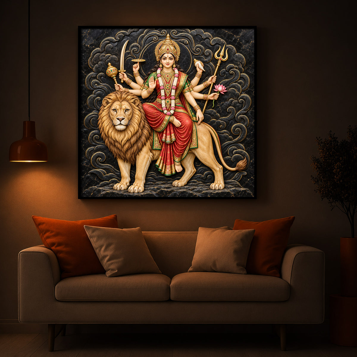 Goddess Durga Modern Luxury Backlight Square Wall Art
