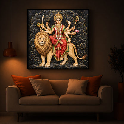 Goddess Durga Modern Luxury Backlight Square Wall Art