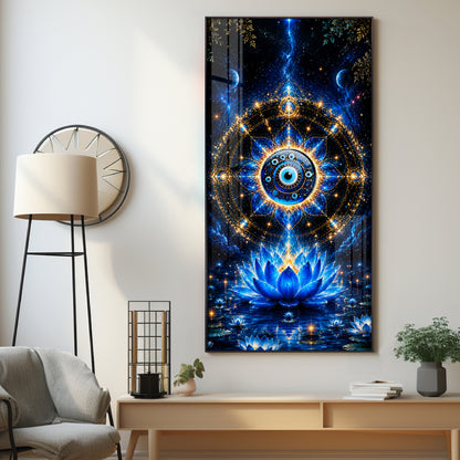 Cosmic Evil Eye With Lotus Premium Acrylic Vertical Wall Art