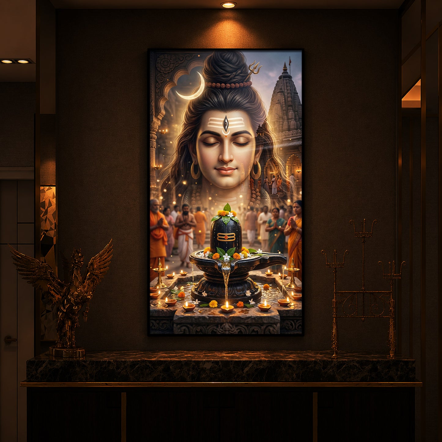 Lord Shiva Modern Luxury Backlight Vertical Wall Art