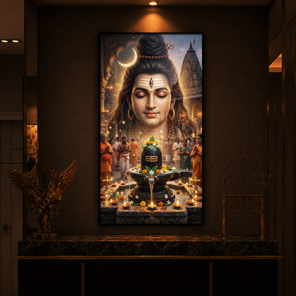 Lord Shiva Modern Luxury Backlight Vertical Wall Art
