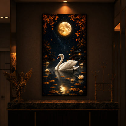 White Swan Modern Luxury Backlight Vertical Wall Art