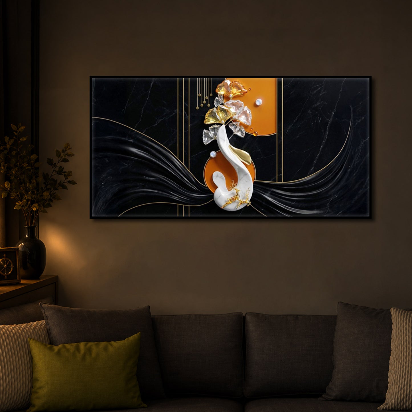 Black & Bold Modern Luxury Backlight Horizontal Wall Art