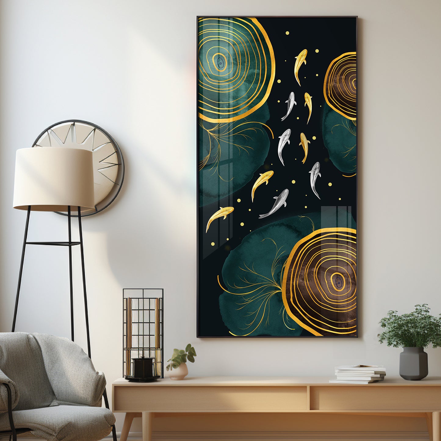Fishes In Ocean Premium Acrylic Vertical Wall Art