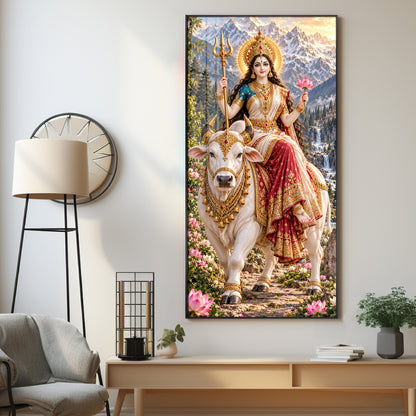 Maa Shailputri Premium Acrylic Vertical Wall Art