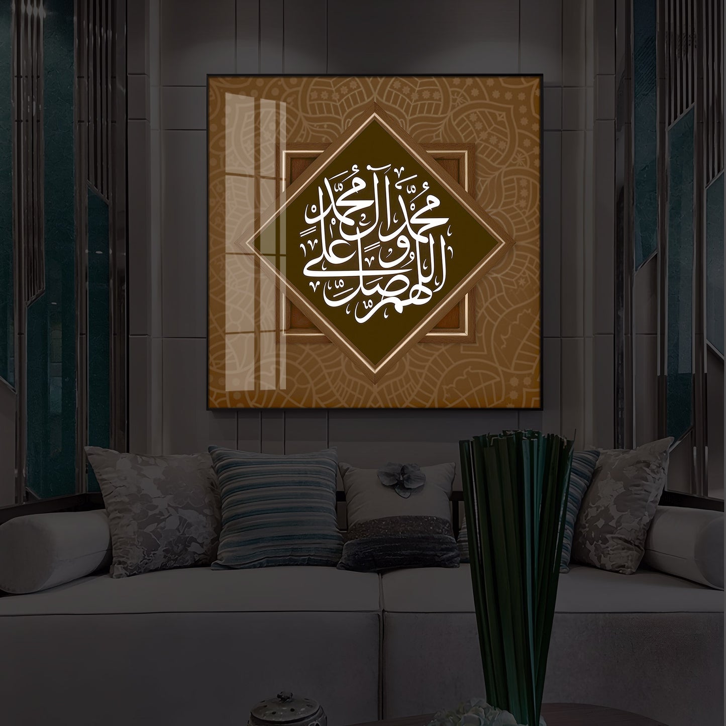 Elegant Arabic calligraphy Modern Luxury Backlight Square Wall Art