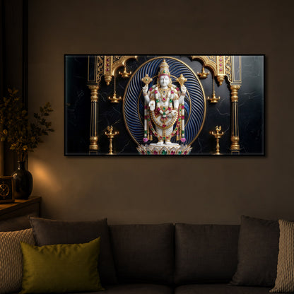 Lord Tirupati Balaji Modern Luxury Backlight Horizontal Wall Art