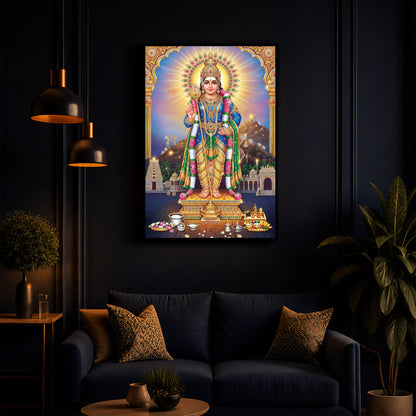 Lord Murugan Kartikeya Modern Luxury Backlight Vertical Wall Art