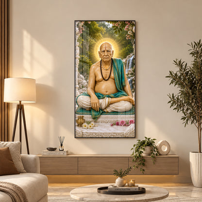 Samarth Maharaj Meditating Premium Acrylic Vertical Wall Art