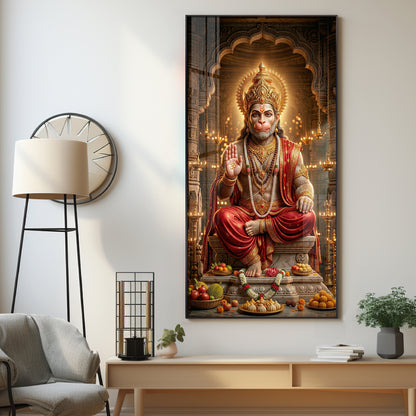 Hanuman Ji Blessing Premium Acrylic Vertical Wall Art