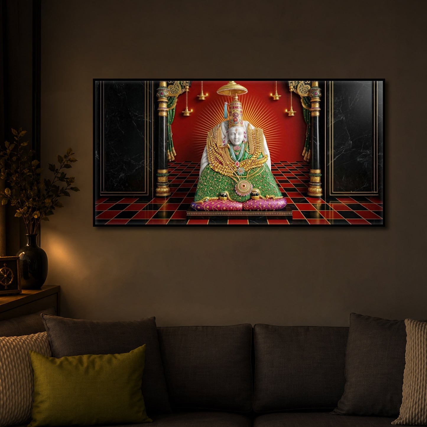 Shri Tulja Bhavani Modern Luxury Backlight Horizontal Wall Art
