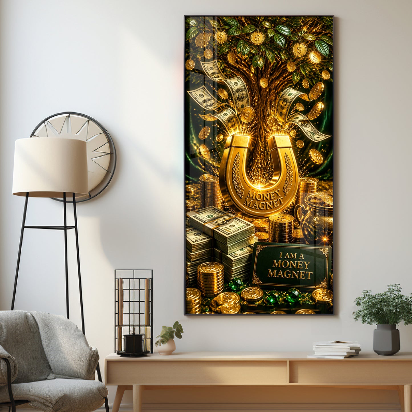 Money Magnet Premium Acrylic Vertical Wall Art