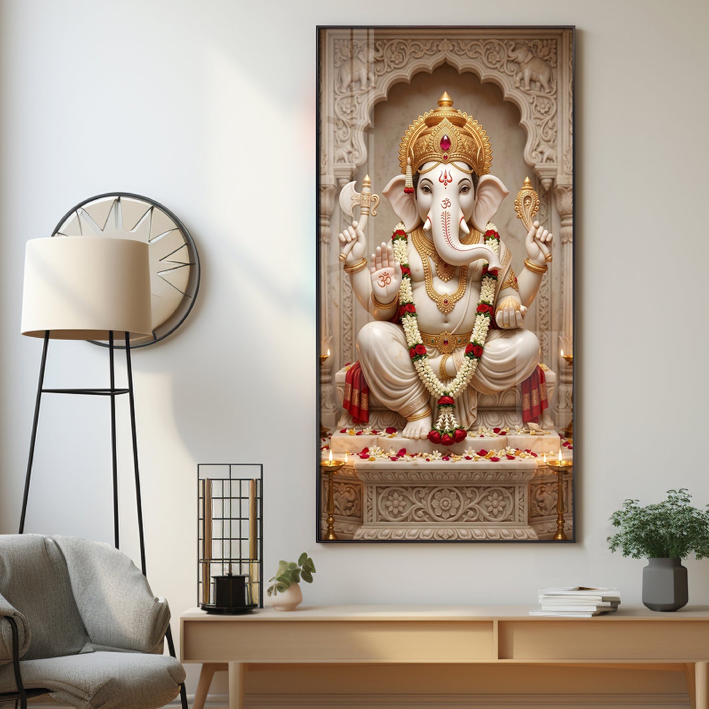 Divine Ganesh Ji Essence Premium Acrylic Vertical Wall Art