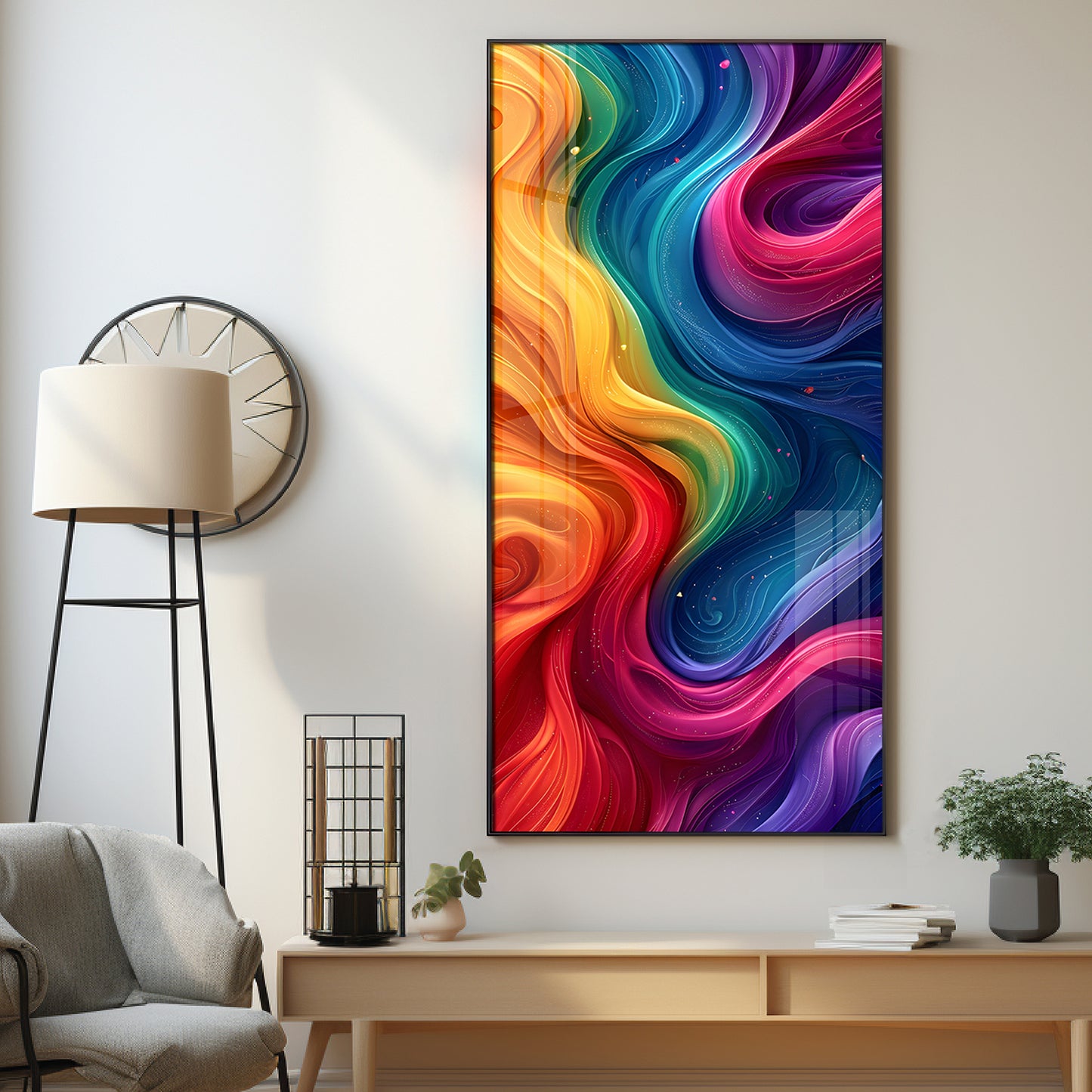 Color Swirl Abstract Premium Acrylic Vertical Wall Art