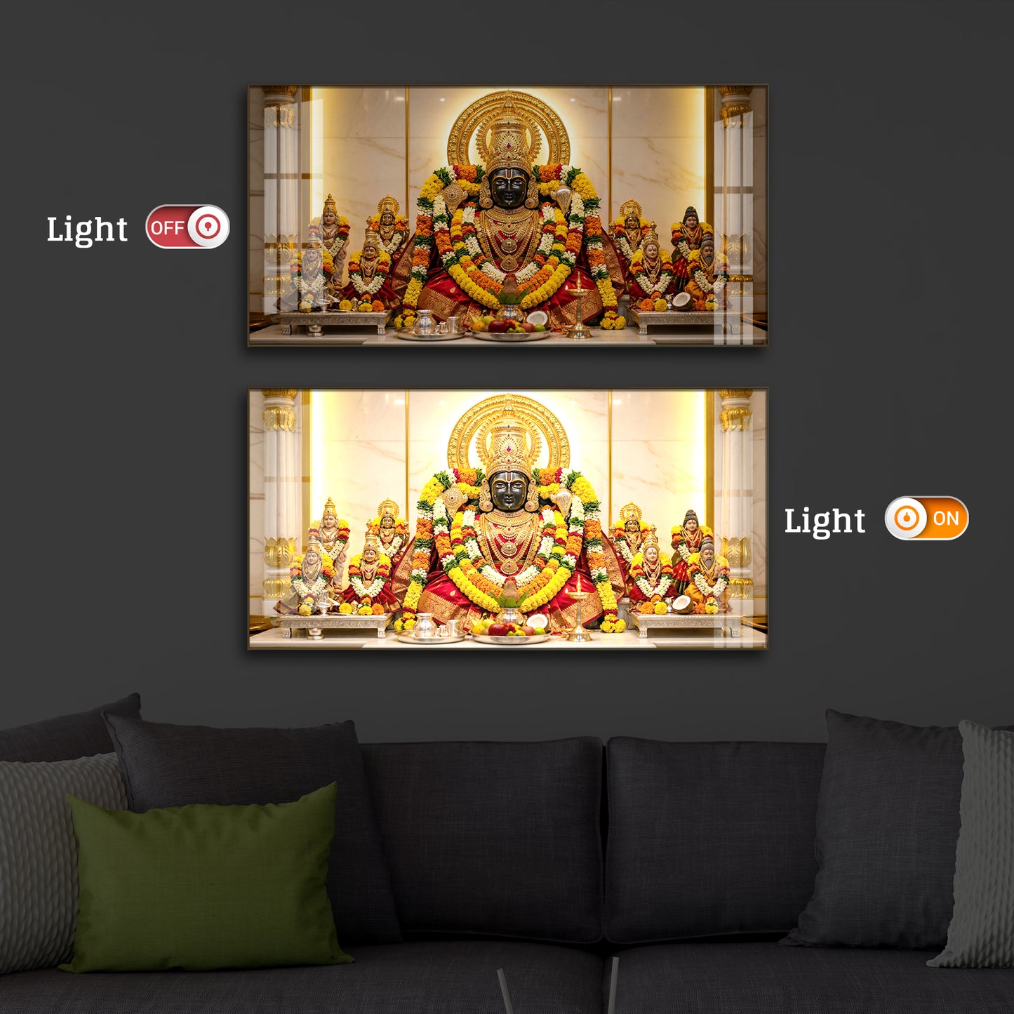 Badrinarayan Modern Luxury Backlight Horizontal Wall Art