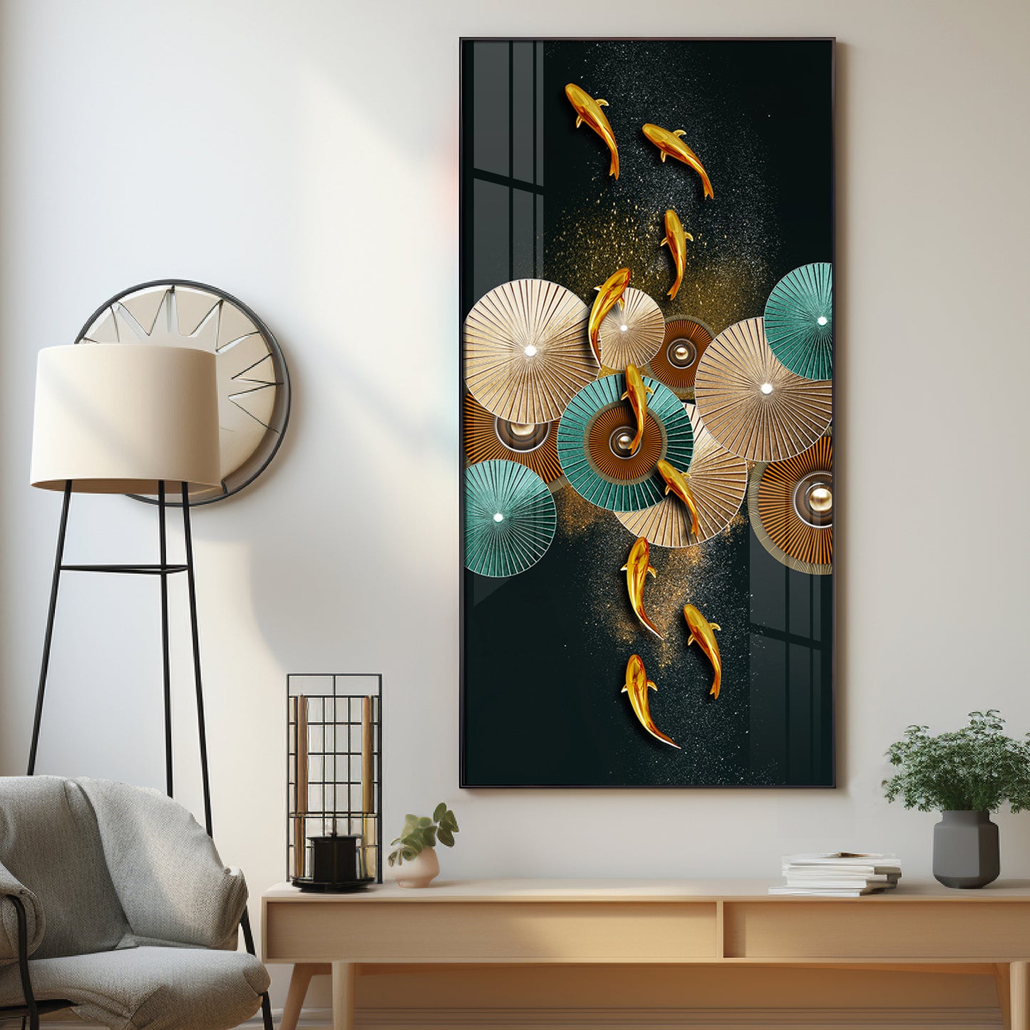 Serene Koi Fish Premium Acrylic Vertical Wall Art