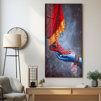 Feet Of Shri Parvati With Shiv Ji Hand Premium Acrylic Vertical Wall Art