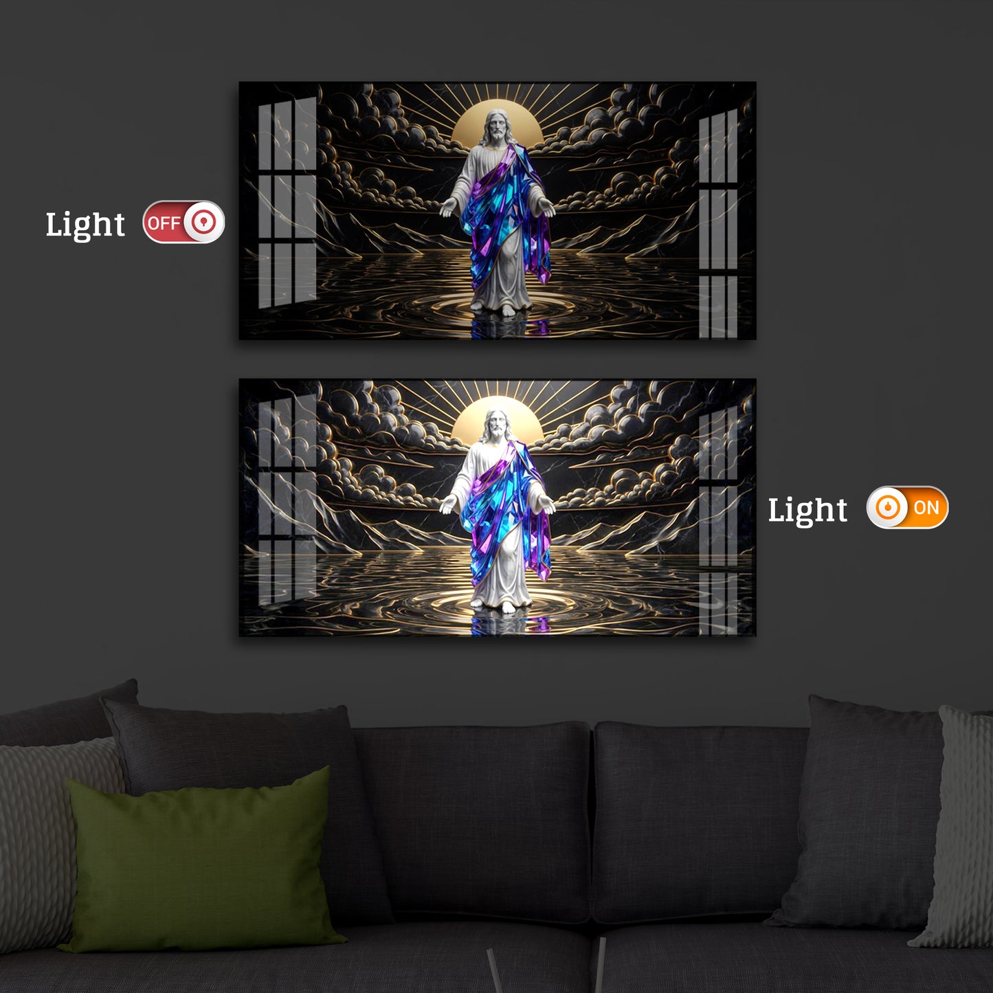 Jesus Christ Modern Luxury Backlight Horizontal Wall Art