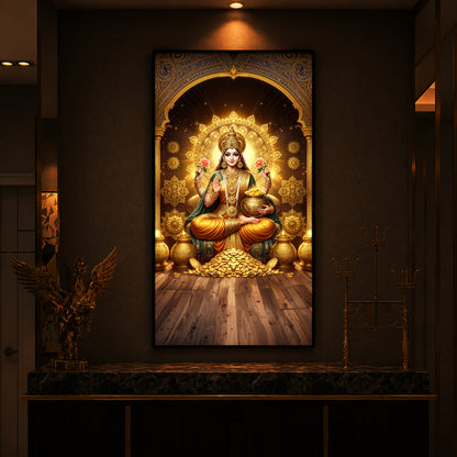 Goddess Lakshmi Maa Modern Luxury Backlight Vertical Wall Art