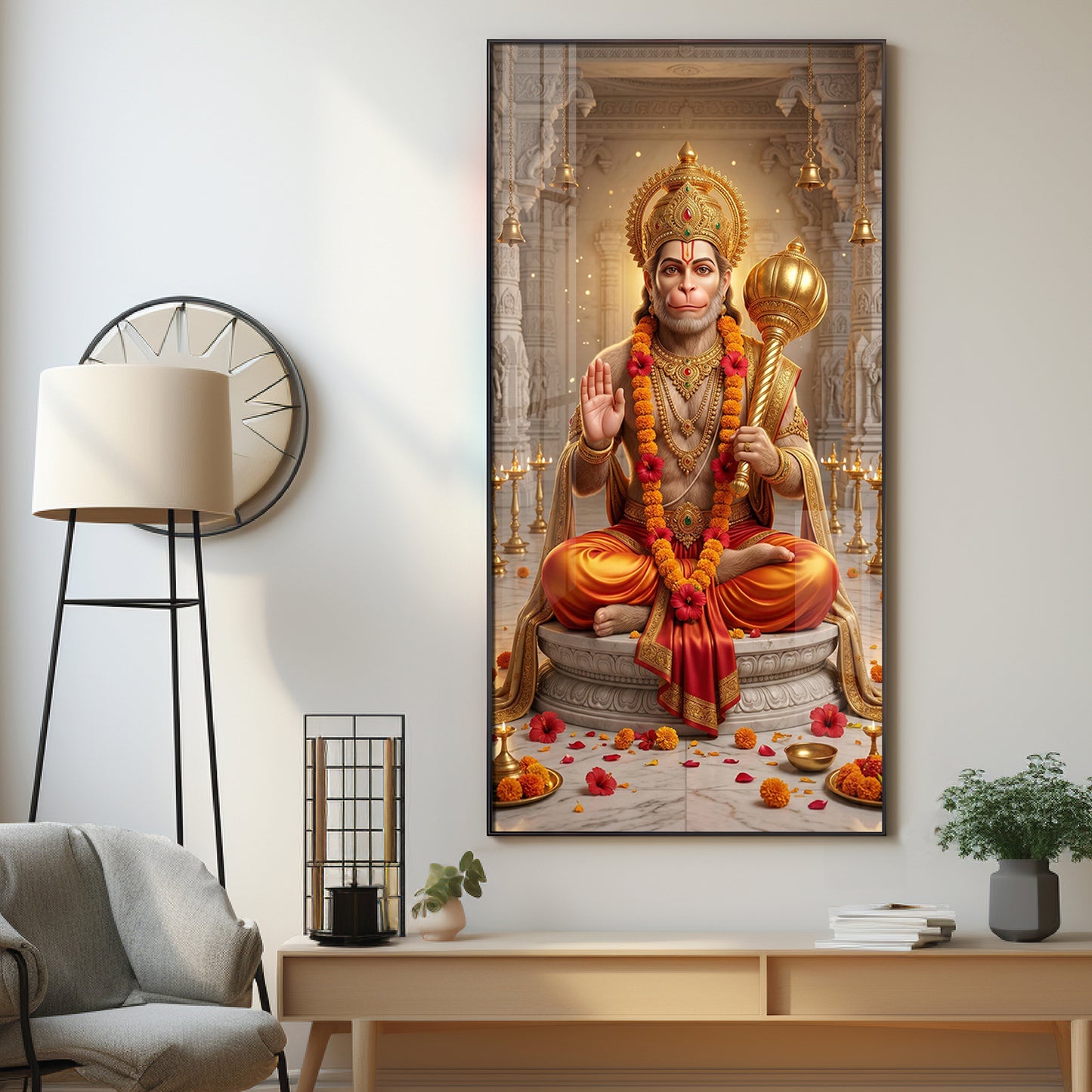 Divine Blessings Of Hanuman Ji Premium Acrylic Vertical Wall Art
