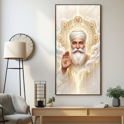 Guru Nanak Ji With Ik Onkar Premium Acrylic Vertical Wall Art