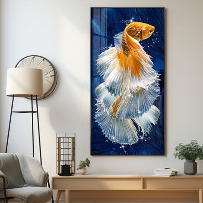 Golden Fish Premium Acrylic Vertical Wall Art