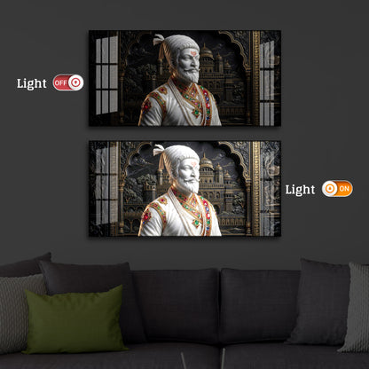 Veer Chhatrapati Shivaji Maharaj Modern Luxury Backlight Horizontal Wall Art
