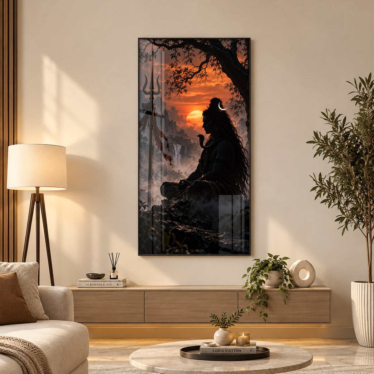 Divine Mahadev Peaceful Dhyan Pose Premium Acrylic Vertical Wall Art