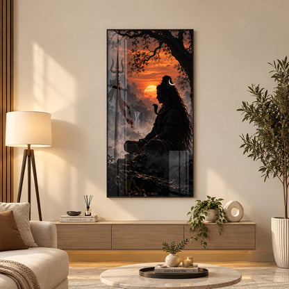 Divine Mahadev Peaceful Dhyan Pose Premium Acrylic Vertical Wall Art