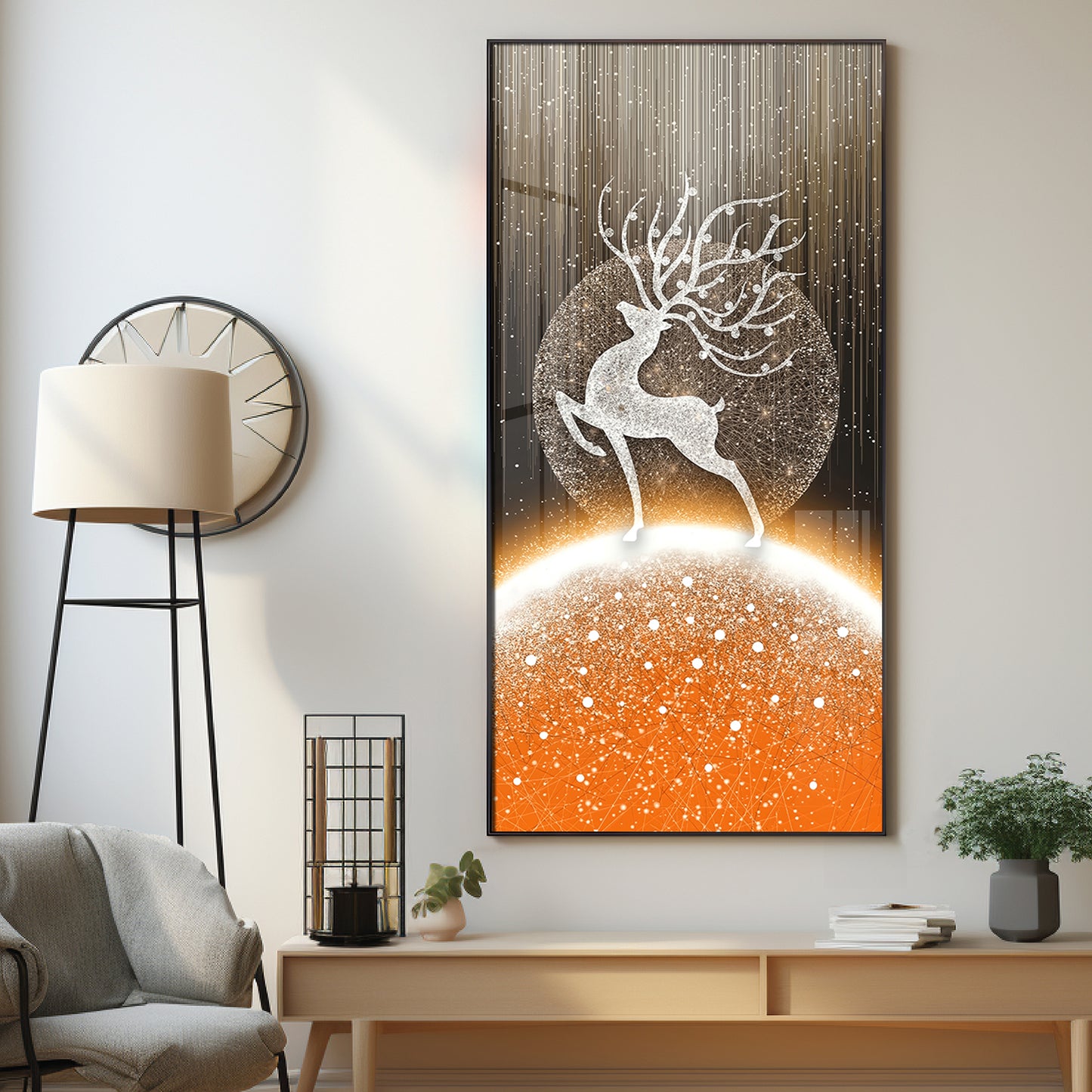 Majestic White Deer Premium Acrylic Vertical Wall Art