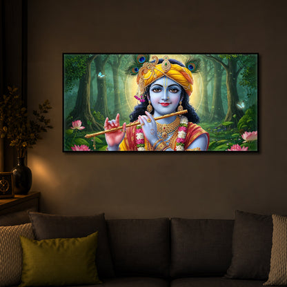 Shri Krishna Ji Modern Luxury Backlight Horizontal Wall Art