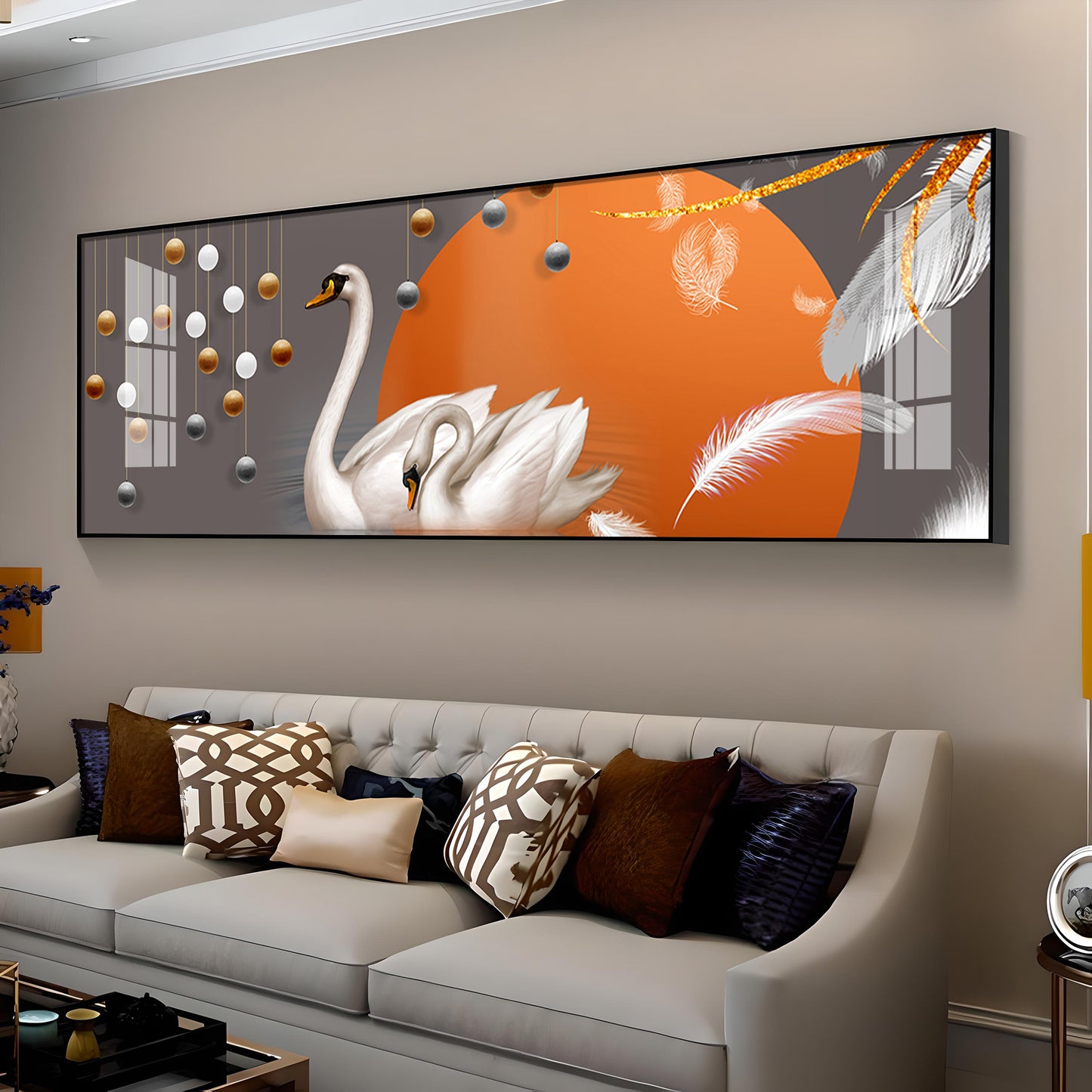 Graceful Couple Swan Premium Acrylic Horizontal Wall Art