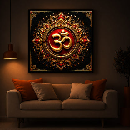 Beautiful Om Symbol Modern Luxury Backlight Square Wall Art