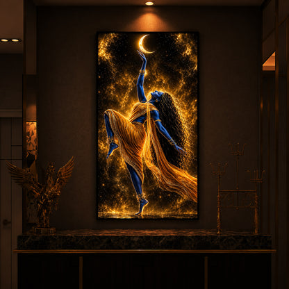 Divine Maa Kalaratri Modern Luxury Backlight Vertical Wall Art