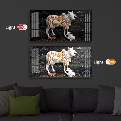 Decorative Kamdhenu Modern Luxury Backlight Horizontal Wall Art