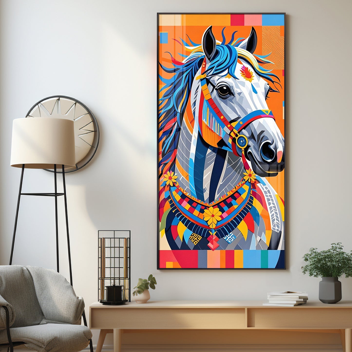 Multicolored Horse Premium Acrylic Vertical Wall Art