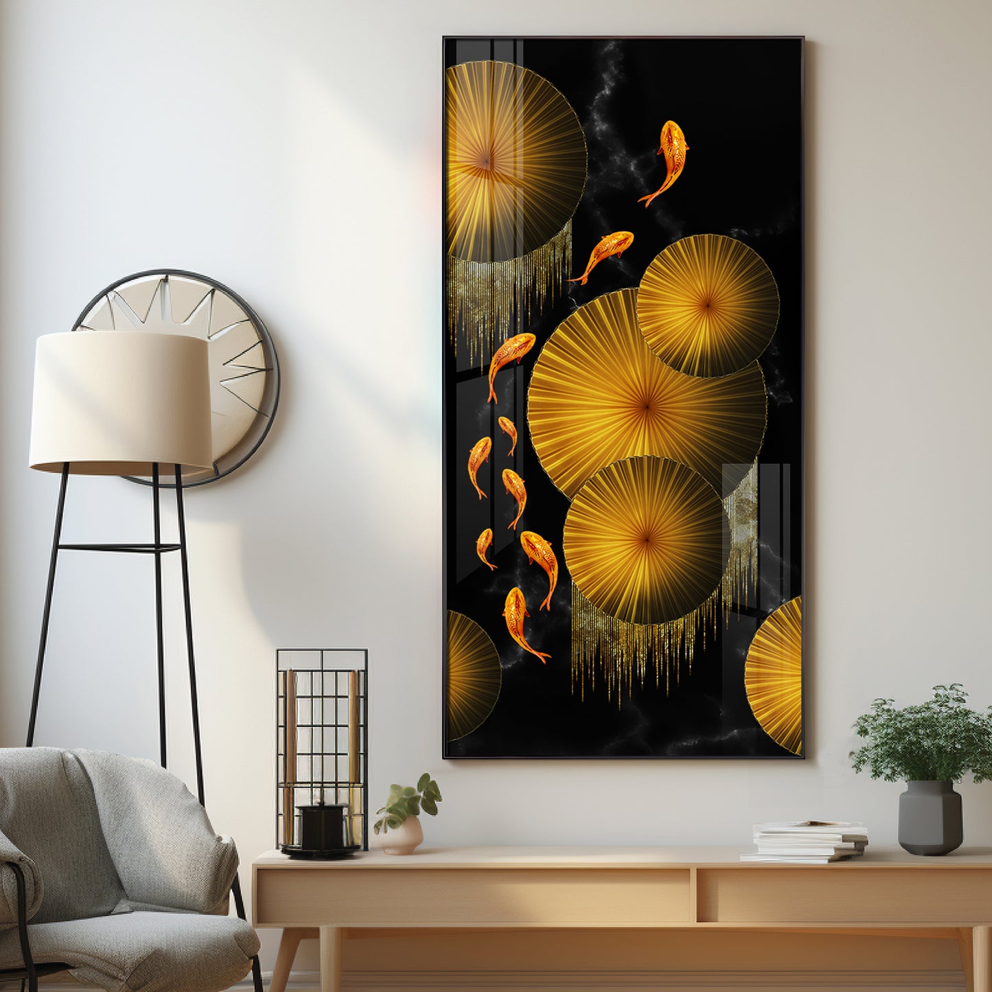 Goldfish Elegance Premium Acrylic Vertical Wall Art