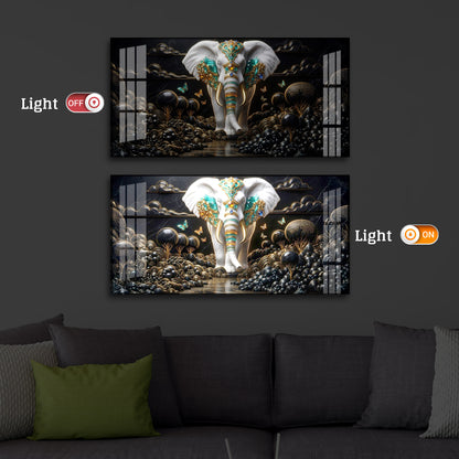 Majestic Elephant Modern Luxury Backlight Horizontal Wall Art