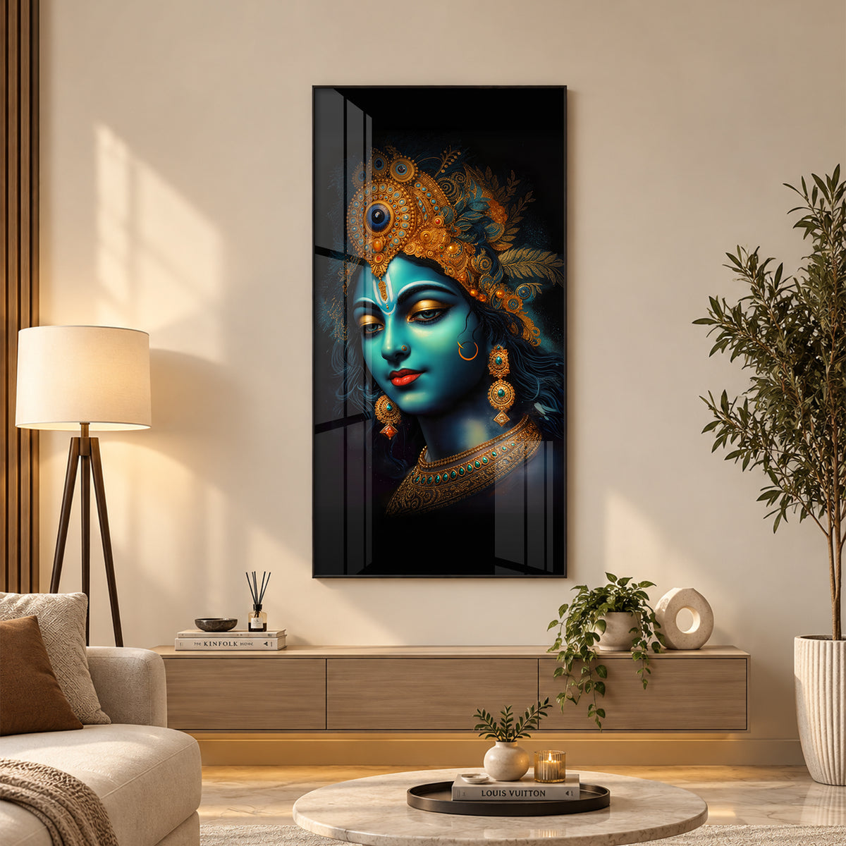 Lord Shree Krishna Premium Acrylic Vertical Wall Art