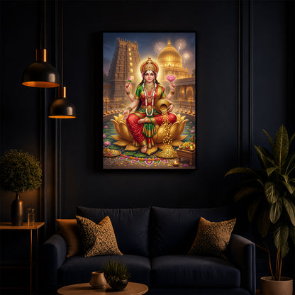 Lakshmi Ji Modern Luxury Backlight Vertical Wall Art