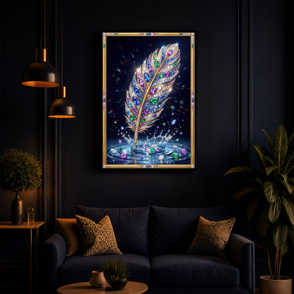 Colorful Feather Modern Luxury Backlight Vertical Wall Art