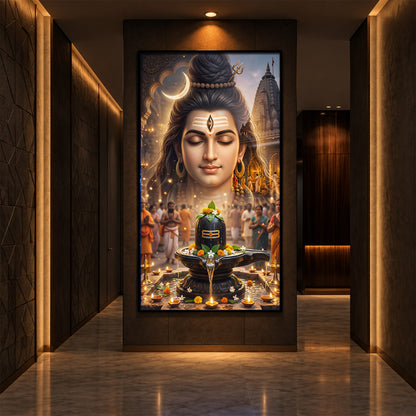 Lord Shiva Modern Luxury Backlight Vertical Wall Art