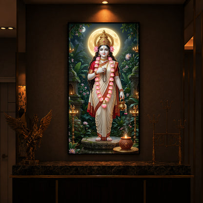 Maa Brahmacharini Modern Luxury Backlight Vertical Wall Art