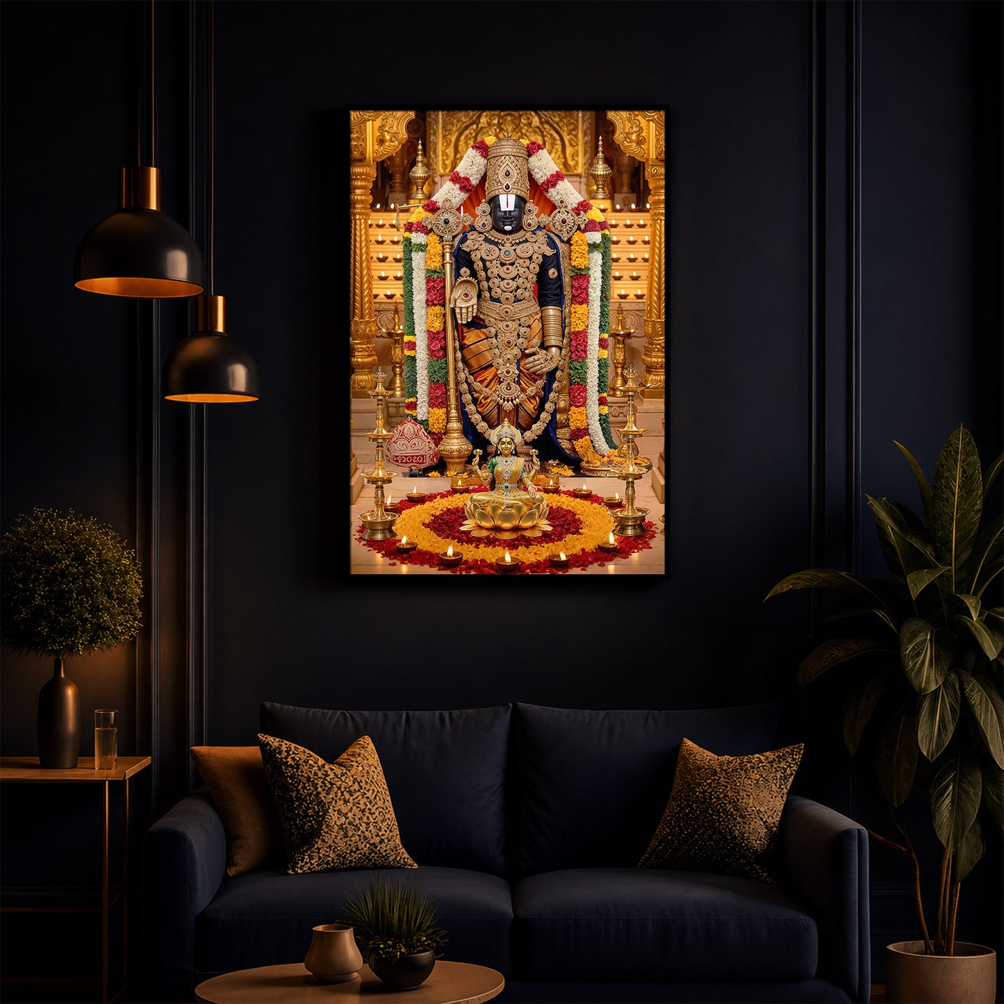 Tirupati Balaji Modern Luxury Backlight Vertical Wall Art