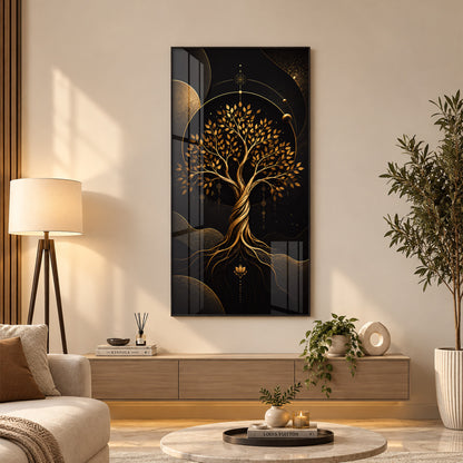 Modern Luxury Gold Tree Premium Acrylic Vertical Wall Art
