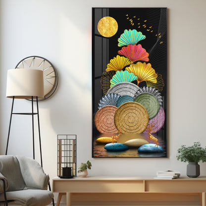 Multi Color Ginkgo Leaf Wall Premium Acrylic Vertical Wall Art